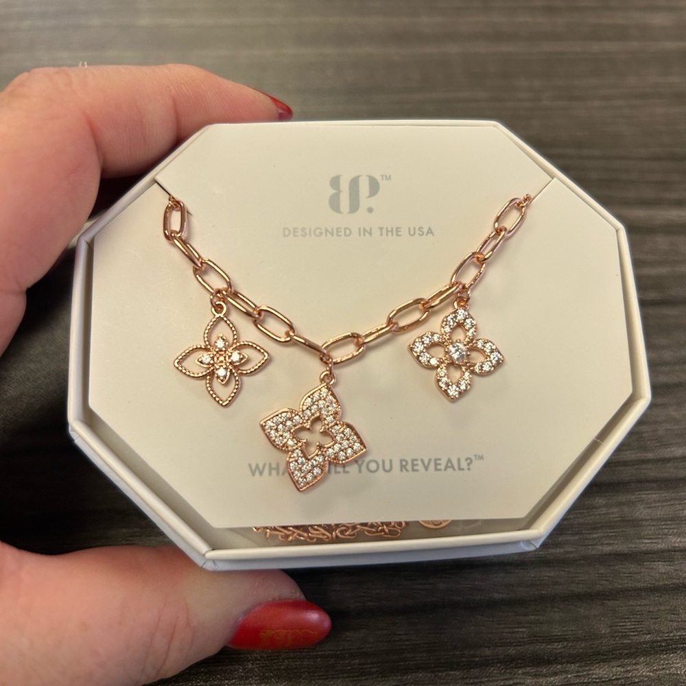 Rose Gold Clover Unicorn Necklace